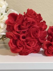 Artificial Roses Bouquet Set – Red & White Flowers – 42 pcs