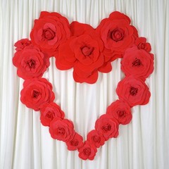 8 pcs 16″ Red Artificial Large Roses Flowers Wall Backdrop Party Wedding
