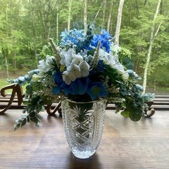 Bridal Wedding Bouquet Budget Handmade Exquisite Faux Floral Blue White Green