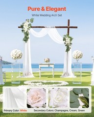 2pcs Premium Silk Flower Clusters & 1pc 21ft Sheer Wedding Arch Drape