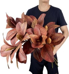 Pack of 4 – Faux Magnolia 32 Inch Long Artificial Magnolia Leaves Branches Fall.