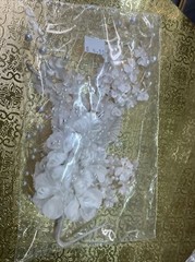 White 8” Flower Spray with Pearls Wedding Craft Headpiece NEW