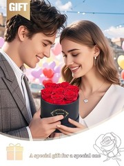 Beaulasting Long Lasting Preserved Roses in a Box Last a Year Black Box, Red