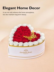 47 Preserved Roses in Heart Shape Box, Forever Flowers Rose Box Red