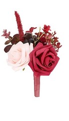 6 PCS Dusty Rose Wrist Corsage Set Wedding Bridesmaid Floral Bracelets Pink Burg