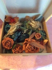 Ling’s Moment Artificial Flowers Teal and Orange for decorating 25 pieces.