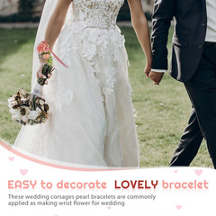 64 Pcs Corsage Wristlet Bracelet Prom Elastic Pearl Bands Wedding Corsage Pearl