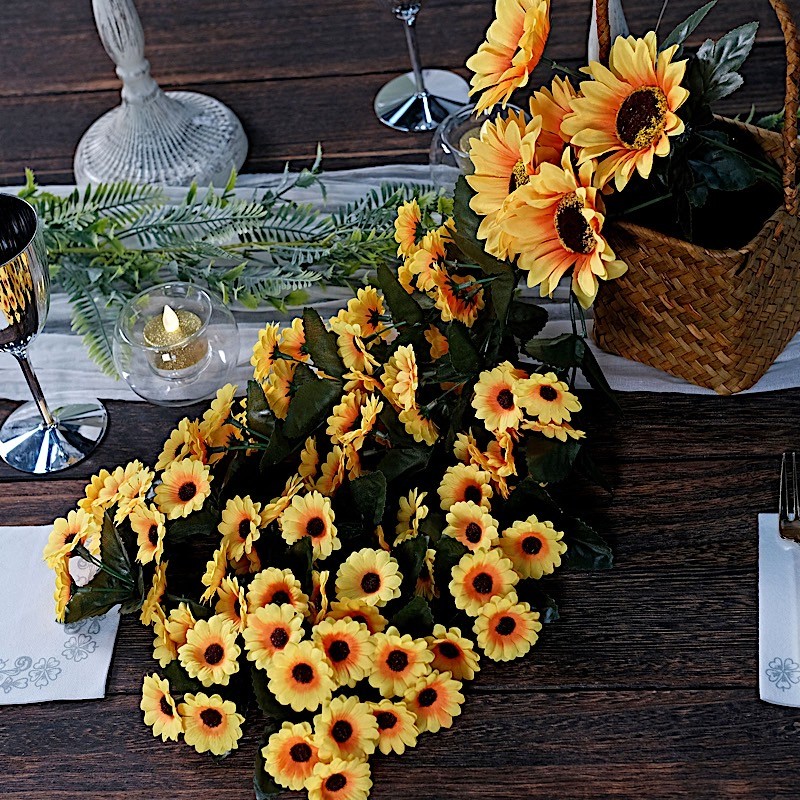 22″ YELLOW Silk Sunflowers ARTIFICIAL HANGING VINE Bush Party Events Decorations