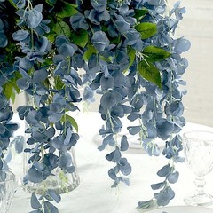 DUSTY BLUE 44″ tall Silk Wisteria Flowers Hanging Vine Bush Wedding