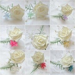 Wedding rose buttonhole. Ladies corsage. 1 babies breath with loop and pearl pin
