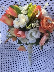 Wedding flowers bridal Bouquet Package Corals And Sunflowers 8 Bouquet
