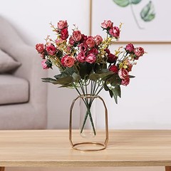 7 Branch1 Mini Rose Heads Artificial Flowers Bouquet Wedding 2 2 Pcs Rose Red