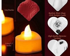 70 Packs Heart Shape Tealights With 2000+ Pieces Silk Rose Fake Petals