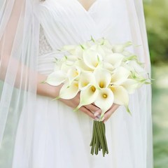 24 Pcs Artificial Flowers Fake Calla Lily Silk Flower Real Touch for White