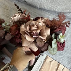Ling’s Moment Flowers Wedding Bouquets Bridesmaid Set Of 3 Burgundy Dusty Rose