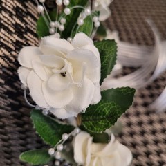 Flower Girl Head Piece Beautiful handmade with white flowers and ribbon