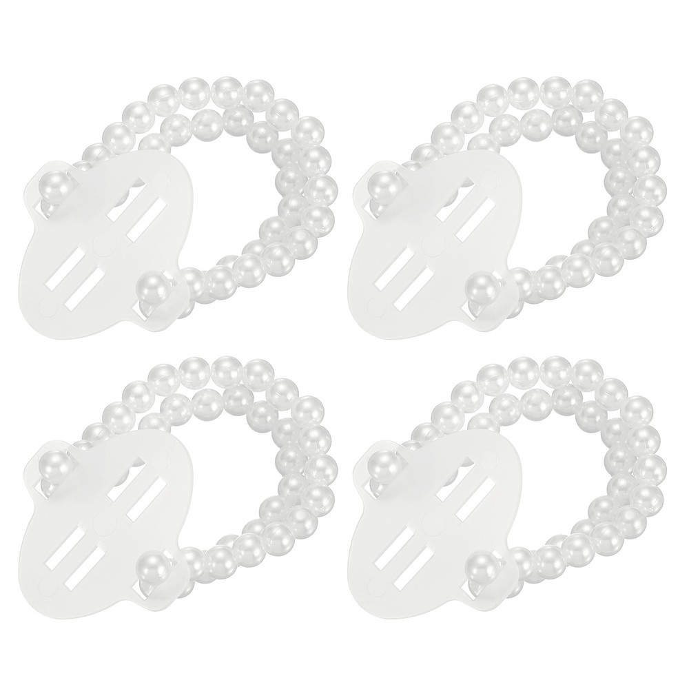 4 Pcs Pearl Corsage Wristlet, Elastic Wrist Corsage Bracelets Bands, White