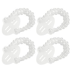 4 Pcs Pearl Corsage Wristlet, Elastic Wrist Corsage Bracelets Bands, White