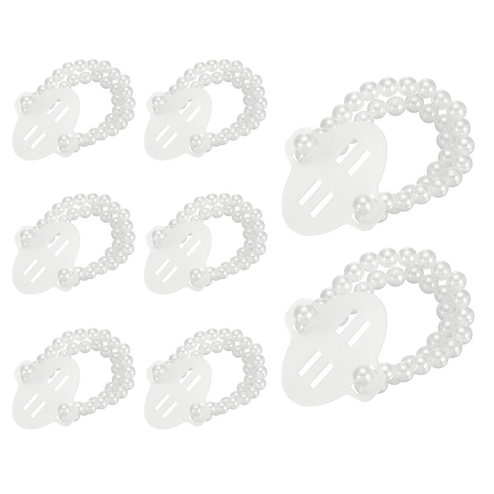 8 Pcs Pearl Corsage Wristlet, Elastic Wrist Corsage Bracelets Bands, White