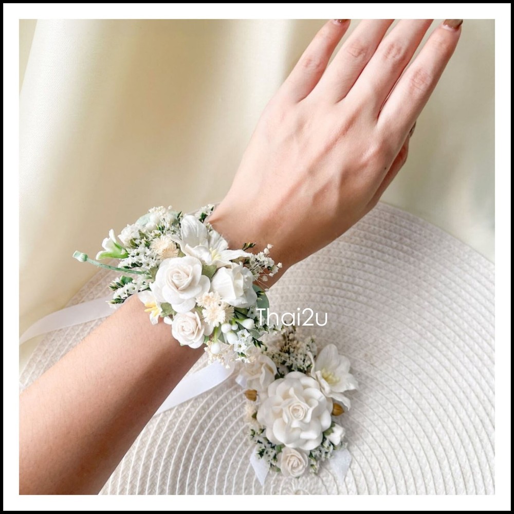 Set 2 pieces Paper Flowers Wedding Bridesmaids Bracelet Corsage Boho Party