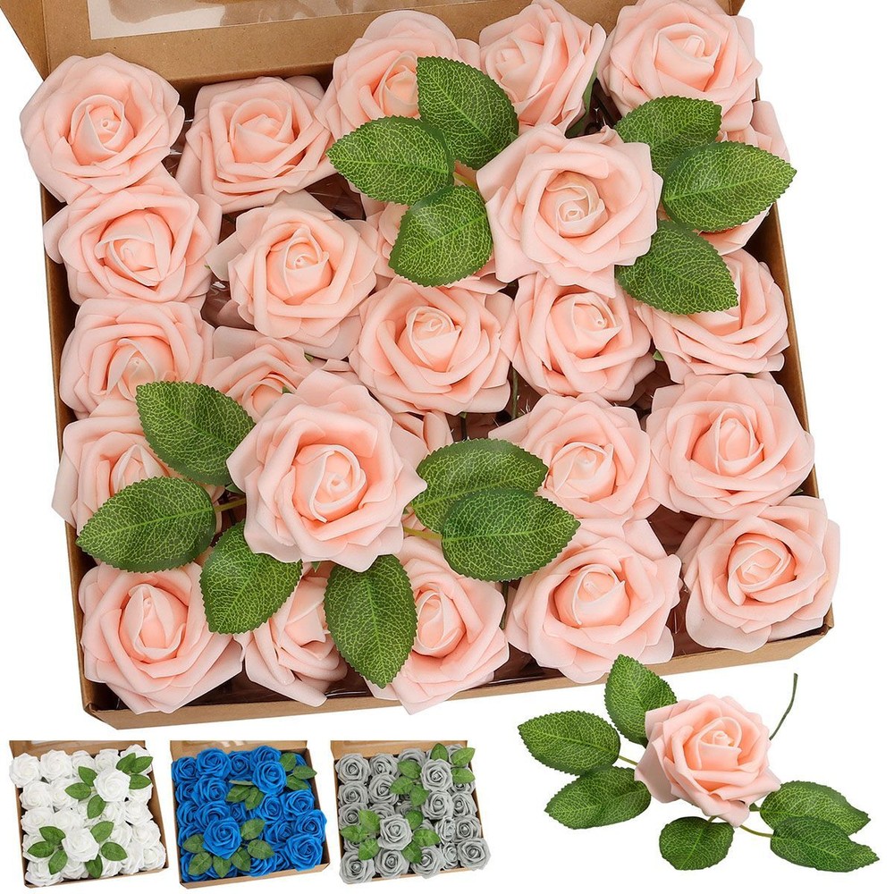 Artificial Foam Roses 25/50pcs Realistic Flower for Wedding Box DIY Decor