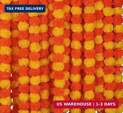 5 PC – 5 feet Marigold Garland |Indian/American Wedding Party Mantle Decoration,