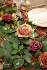 5FT Terracotta Artificial Flower Garland Rose Eucalyptus Leaves Fall Floral G…