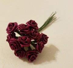 Lot 144pcs Burgundy Satin Ribbon Roses Flowers 12mm 1/2″ 1/2 Inch on Wire Stem