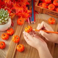 WILLBOND 50 Pieces Orange Artificial Mini Pumpkins Fall Harvest Fake