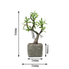 9″ tall Green Brown Concrete Pot with Faux Mini Willow Tree Wedding Decorations