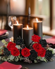 50pcs Artificial Roses Flowers in Bulk,Velvet Fake Rose with Long Stem Black