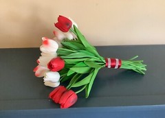 24 stems red/white, red and white tulip bridal bouquet