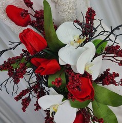 Orchids and Tulips Contemporary Faux Cascade Wedding Bouquet