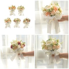 Elegant Wedding Bouquet for Bride and Bridesmaid Artificial White Orange Champag