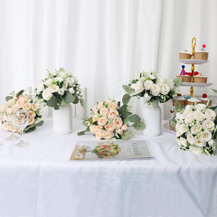 Set of 6 Bridesmaid Bouquets for Wedding – 7 Inch Artificial Ivory Flower Bouque