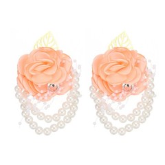 2 Pcs Rose Bridesmaid Wrist Flower Artificial Bride Wrist Orange