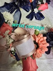12 PC Blue,Coral,Ivory, Light Rose Wedding Bouquet Set Lace And Bling