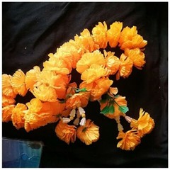 Marigold Flower Artificial Plastic Garland Decoration Wedding Party Event Orange