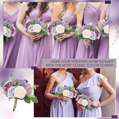 Artificial Bridesmaid Bouquets 6 Pcs – 7 Inch Pre-made Bridesmaids Bouquet Small