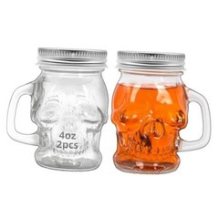 2 Pcs Skull 4 oz Mini Mason Jar Mugs Mason Jar Mugs with Handles and Lids