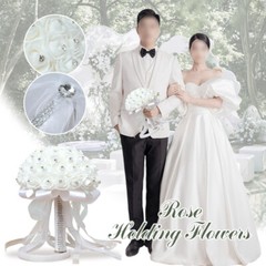 Wedding Bride Hand Tied Artificial Bouquet Rose Festival Bar Party Crystal Decor