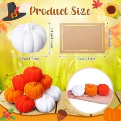 Wonderjune 6 Sets Thanksgiving Artificial Pumpkins Orange, Brown, White