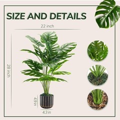 28” Fake Plants Tall Artificial Monstera Faux Plants Indoor for 28″Monstera 1