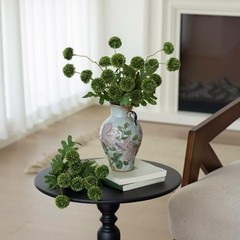 6Pcs Fake Silk Pompon Mum Artificial Flowers Bulk Small Faux Green