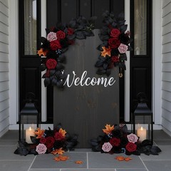 2 Pieces Halloween Wedding Arch Flowers Garland Versatile Gothic Artificial