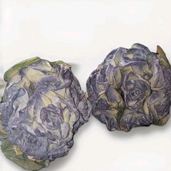 2 Artificial Vintage Dusty Blue Roses Wedding Bouquet Bridesmaid Home Decor