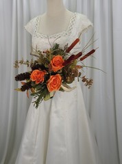 Orange Autumn Rustic Antlered Silk Wedding Bouquet