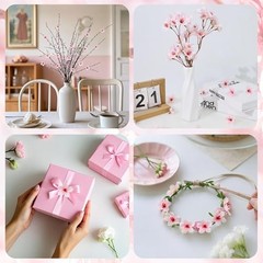 100pcs Pink Cherry Blossom Flowers Artificial Cherry Blossom Y# Pink Cherry