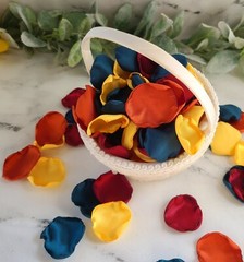 Teal, Burgundy Rust Yellow Sunflower Fall Wedding Decor Flower Petals I Do BBQ