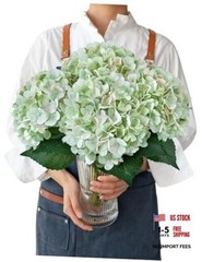 Light Silk Hydrangea Artificial Flowers, 4PCS 21″ Large Lifelike Faux Green